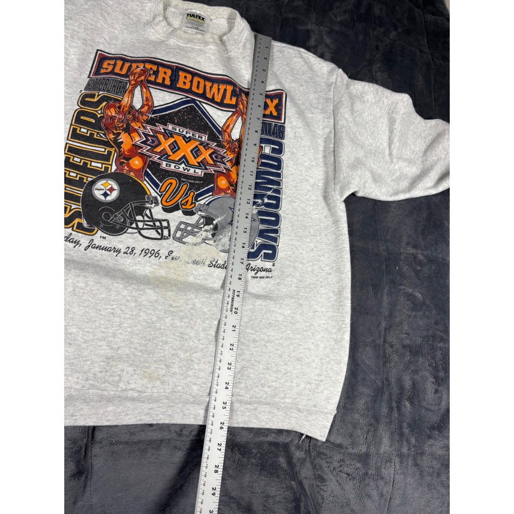 Vintage 1996 Super Bowl XXX Tultex Sweatshirt Mens XL Steelers vs Cowboys Gray - Picture 9 of 12